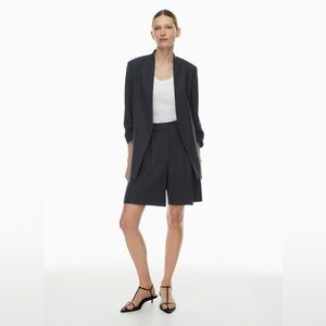 Aritzia Wilfred New Power Blazer Navy Blue Pinstripe Size 12